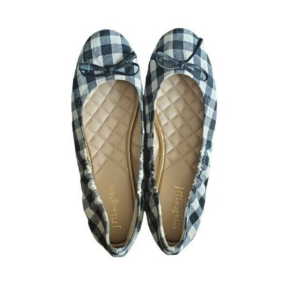 J. Mcglauhlin Black and White Gingham Mercer Flats Size 7 - Picture 1 of 8
